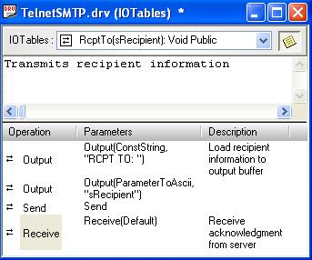 Screenshot: The completed and commented RcptTo IOTable